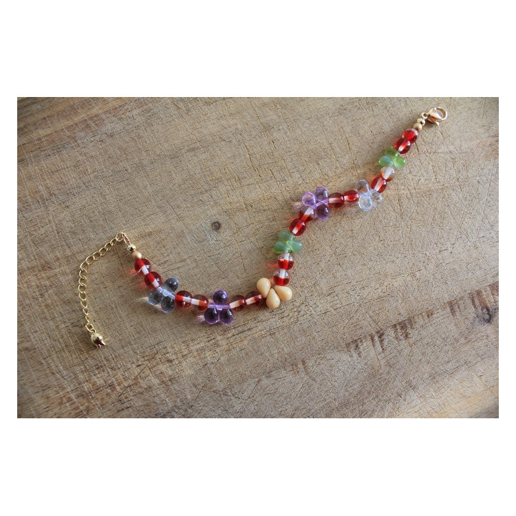 Nouvelle collection Primavera - Bracelet Flora rouge et mauve
