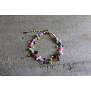 Bracelet Flora rose fuchsia et rose fluo