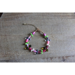 Bracelet Flora rose fuchsia et rose fluo
