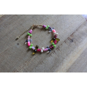 Bracelet Flora rose fuchsia et rose fluo
