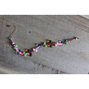Bracelet Flora rose fuchsia et rose fluo