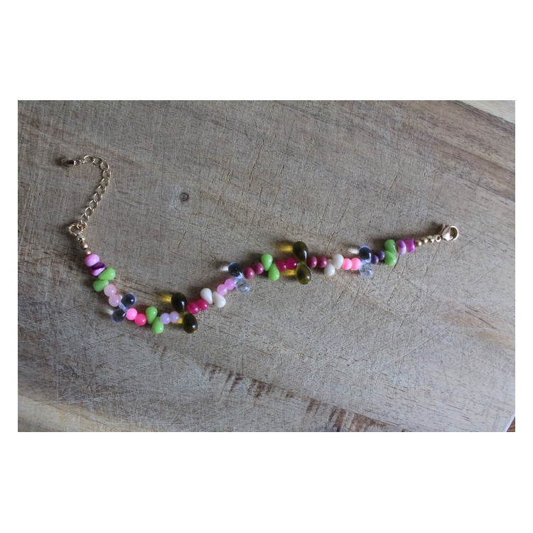 Bracelet Flora rose fuchsia et rose fluo