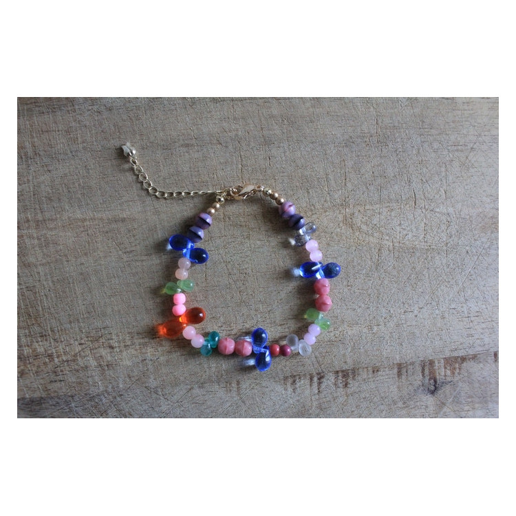 Bracelet Flora rose et mulitcolore