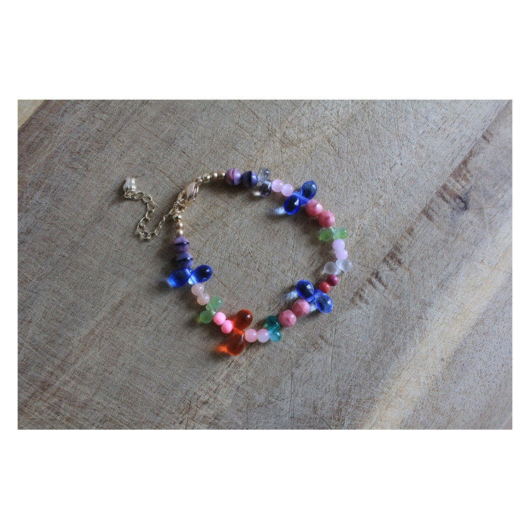 Bracelet Flora rose et mulitcolore
