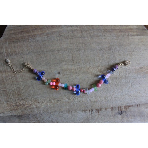 Bracelet Flora rose et mulitcolore