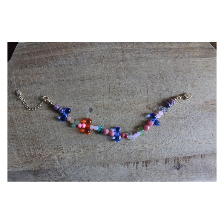 Bracelet Flora rose et mulitcolore