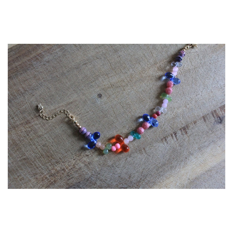 Bracelet Flora rose et mulitcolore