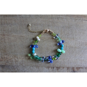 Bracelet Flora vert, bleu et crème