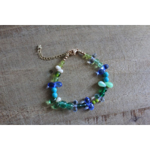 Bracelet Flora vert, bleu et crème