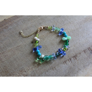 Bracelet Flora vert, bleu et crème
