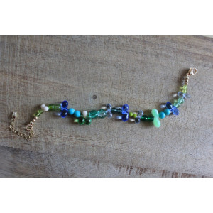 Bracelet Flora vert, bleu et crème