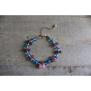 Bracelet Flora turquoise et rose