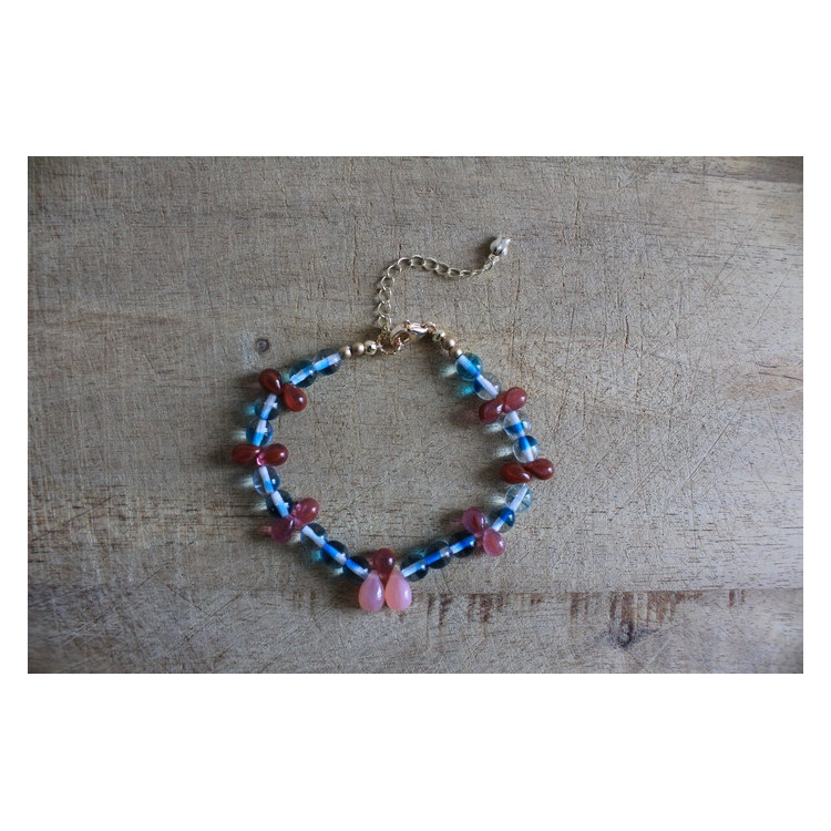 Bracelet Flora turquoise et rose