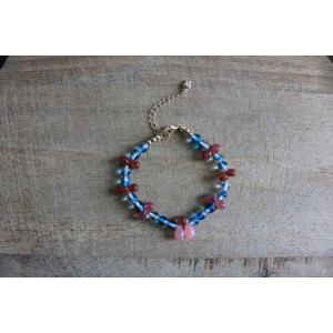 Bracelet Flora turquoise et rose