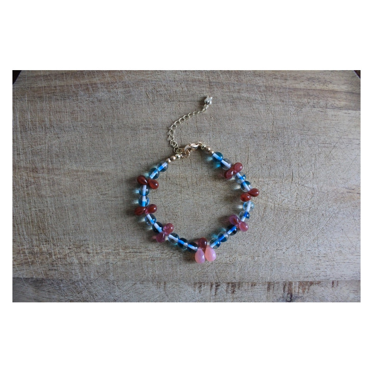Bracelet Flora turquoise et rose