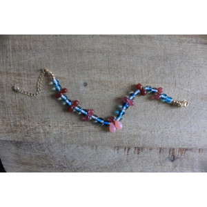 Bracelet Flora turquoise et rose