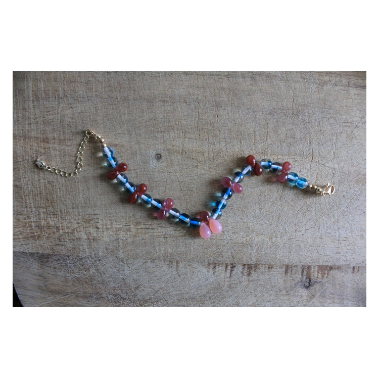 Bracelet Flora turquoise et rose