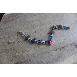 Bracelet Flora turquoise et rose
