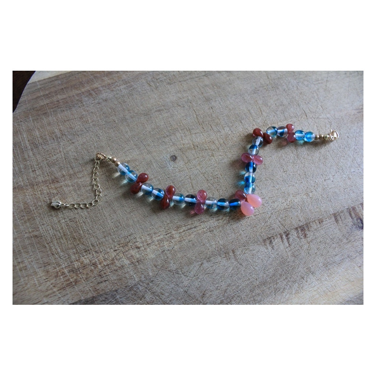 Bracelet Flora turquoise et rose