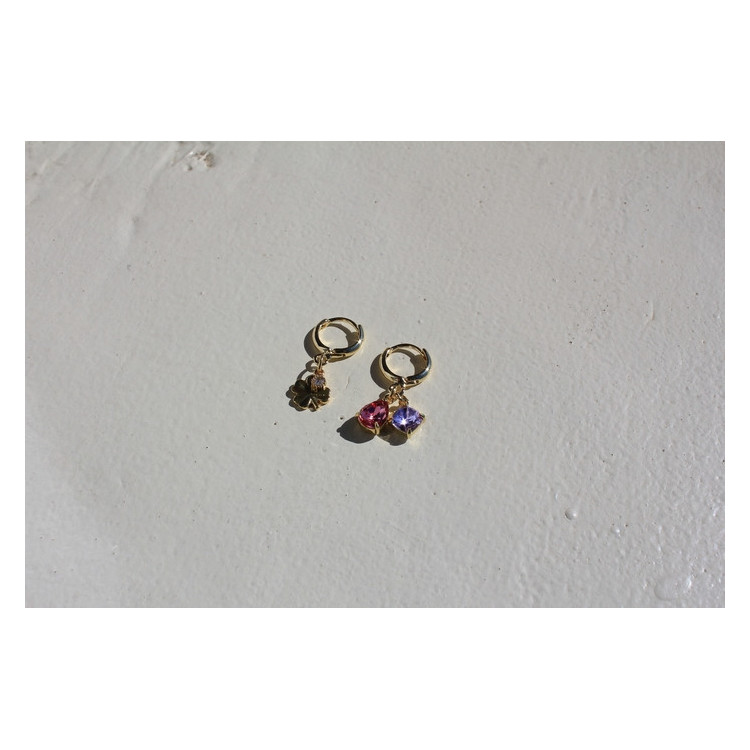 Boucles d'oreilles Lucky rose et mauve