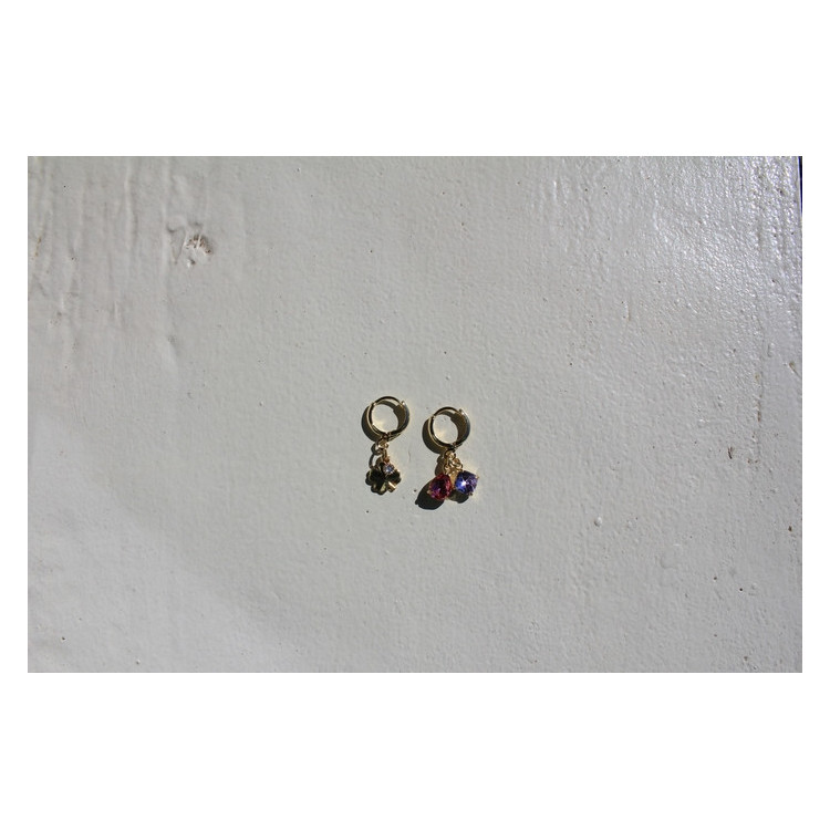 Boucles d'oreilles Lucky rose et mauve