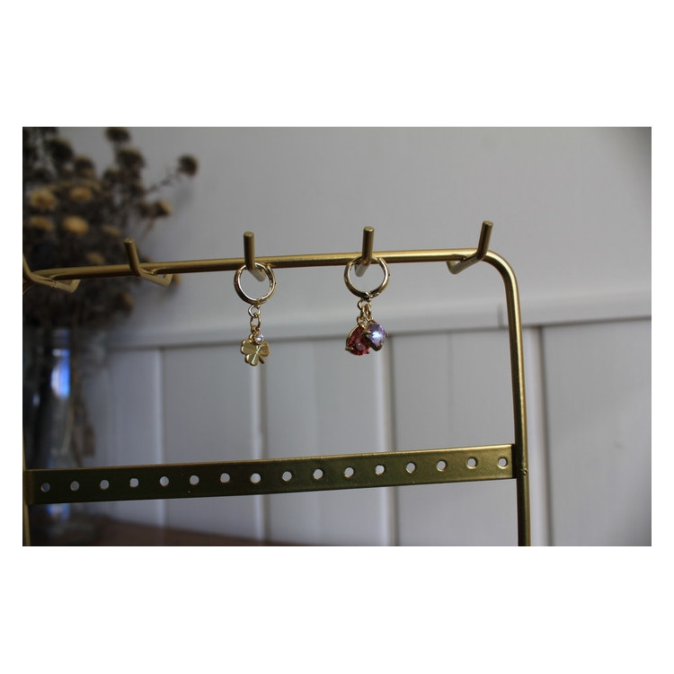 Boucles d'oreilles Lucky rose et mauve