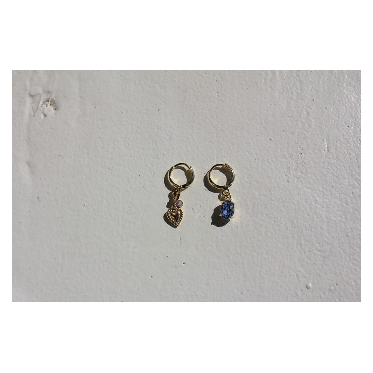 Boucles d'oreilles Bihotza bleu