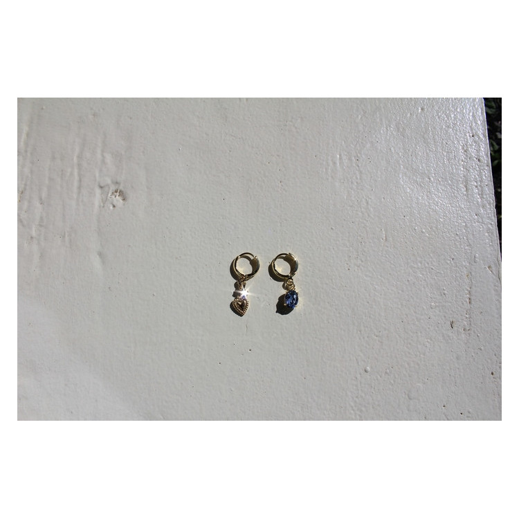 Boucles d'oreilles Bihotza bleu