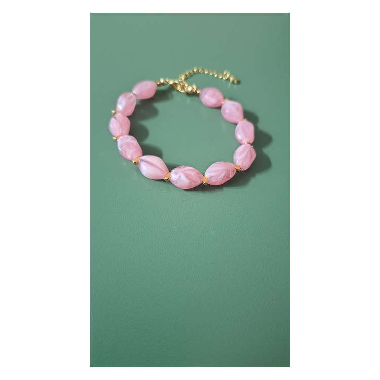 Bracelet Lola rose guimauve.
