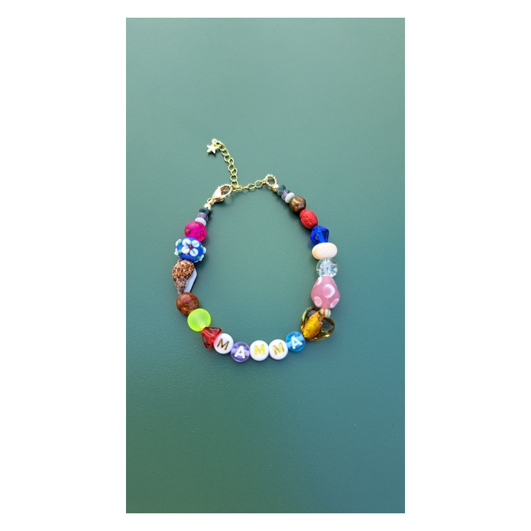 Bracelet Mamma fleur rouge