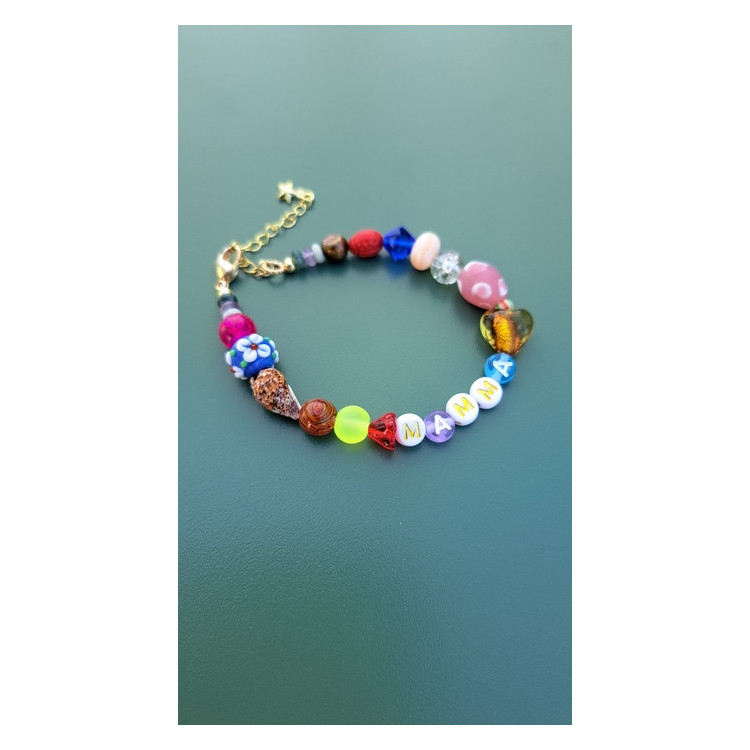 Bracelet Mamma fleur rouge