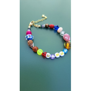 Bracelet Mamma fleur rouge