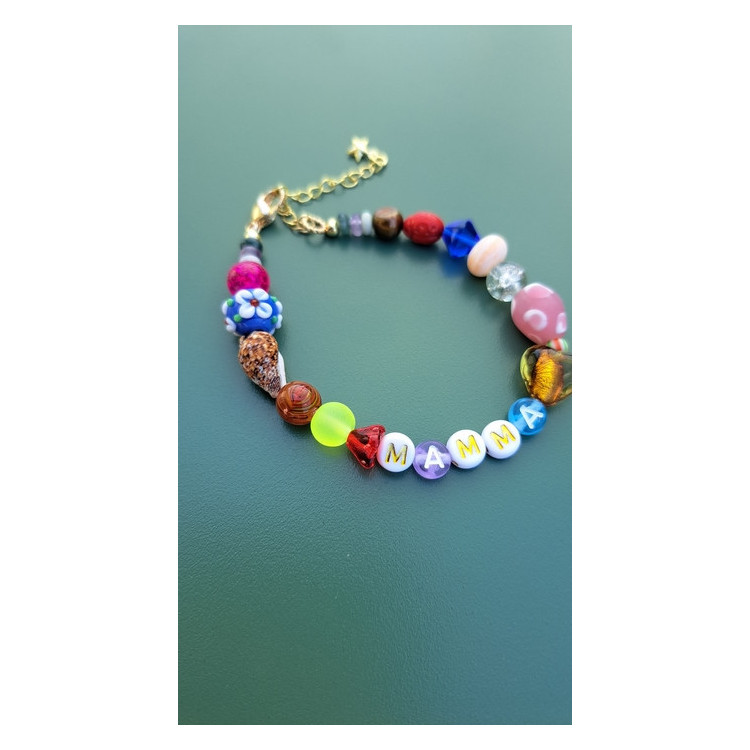 Bracelet Mamma fleur rouge