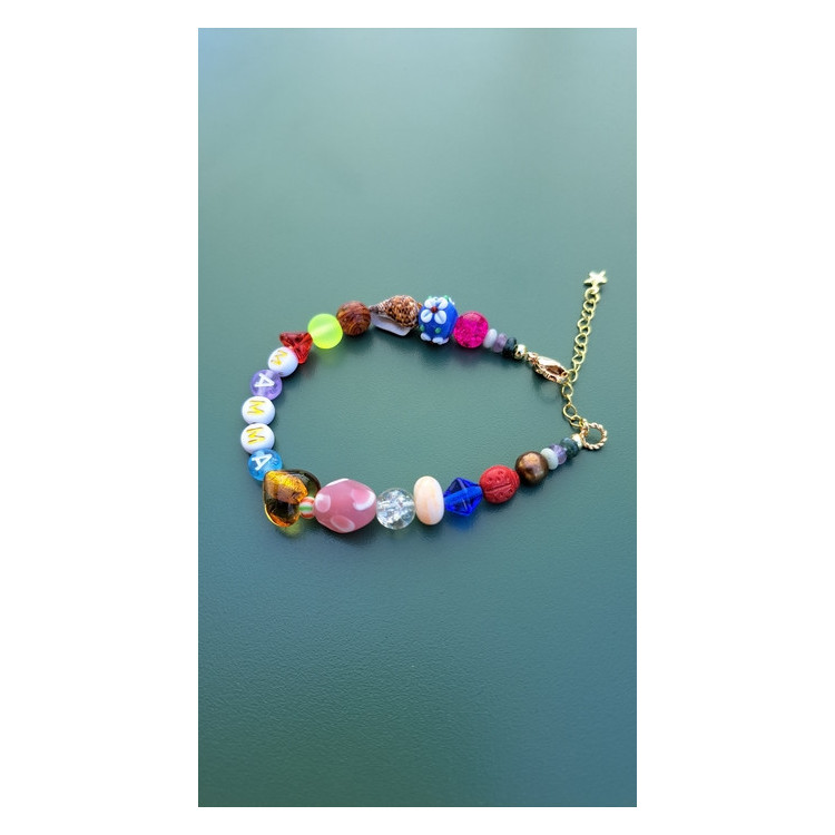 Bracelet Mamma fleur rouge