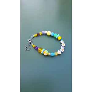Bracelet femme, maman, mama, perles verre et argenté.