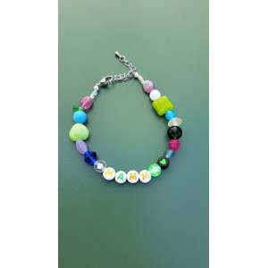 Bracelet Mamma coeur vert néon