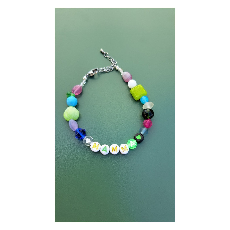 Bracelet Mamma coeur vert néon