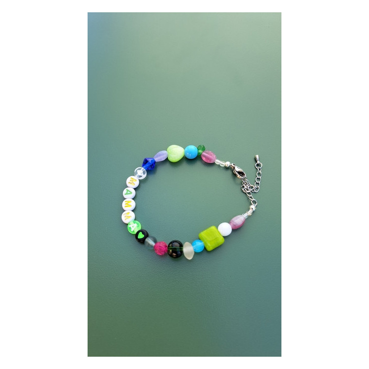 Bracelet Mamma coeur vert néon