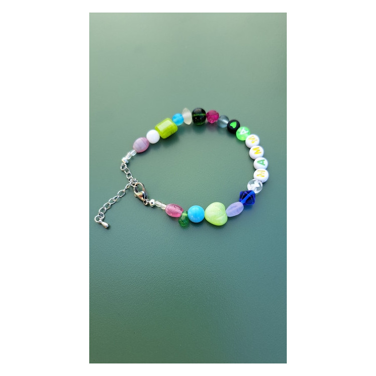 Bracelet Mamma coeur vert néon