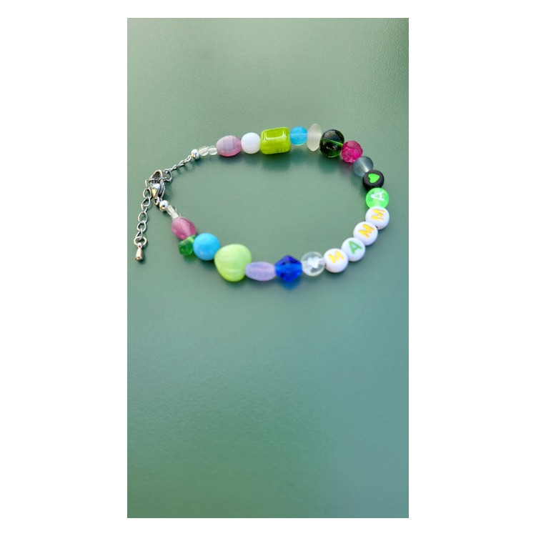 Bracelet Mamma coeur vert néon
