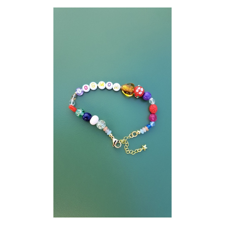 Bracelet Dogmom coeur topaze