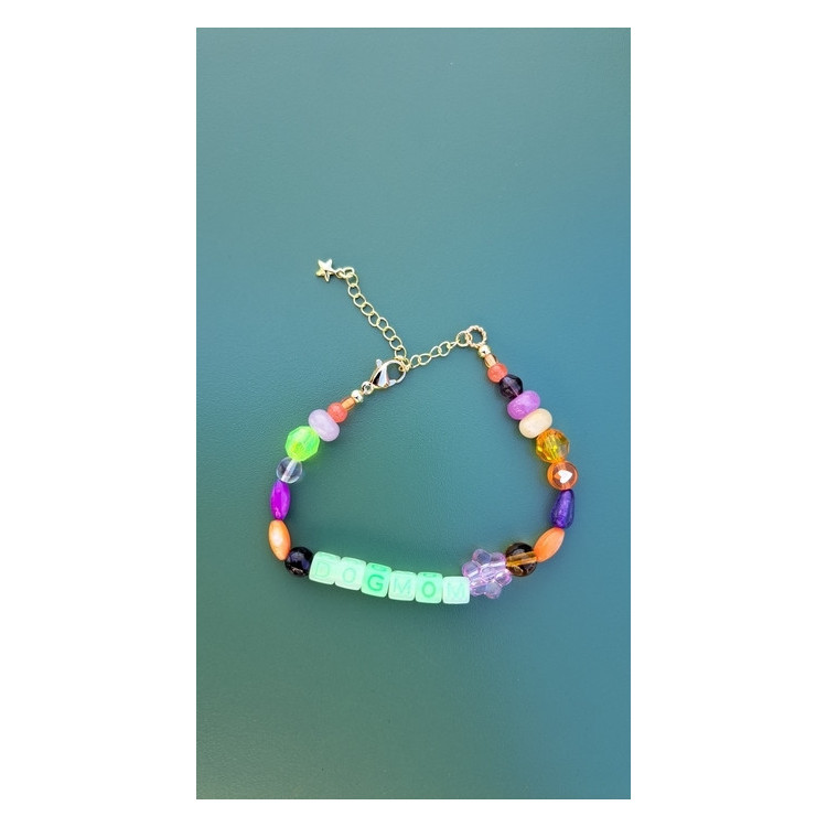 Bracelet Dogmom fleur mauve