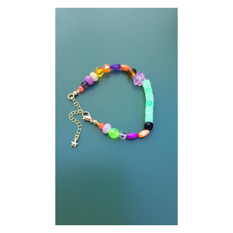 Bracelet Dogmom fleur mauve