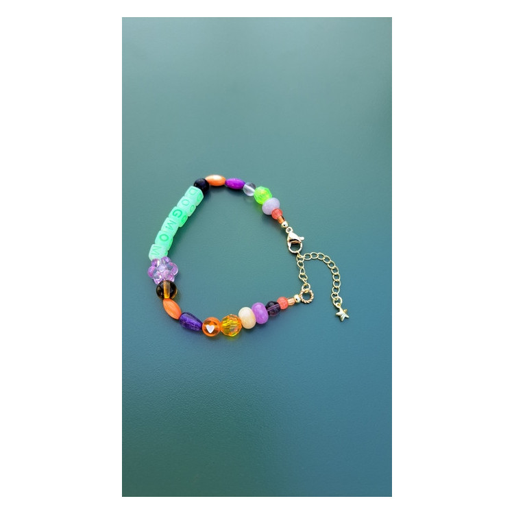 Bracelet Dogmom fleur mauve
