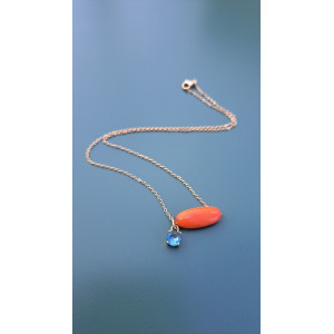 Collier Téa orange zirconium bleu