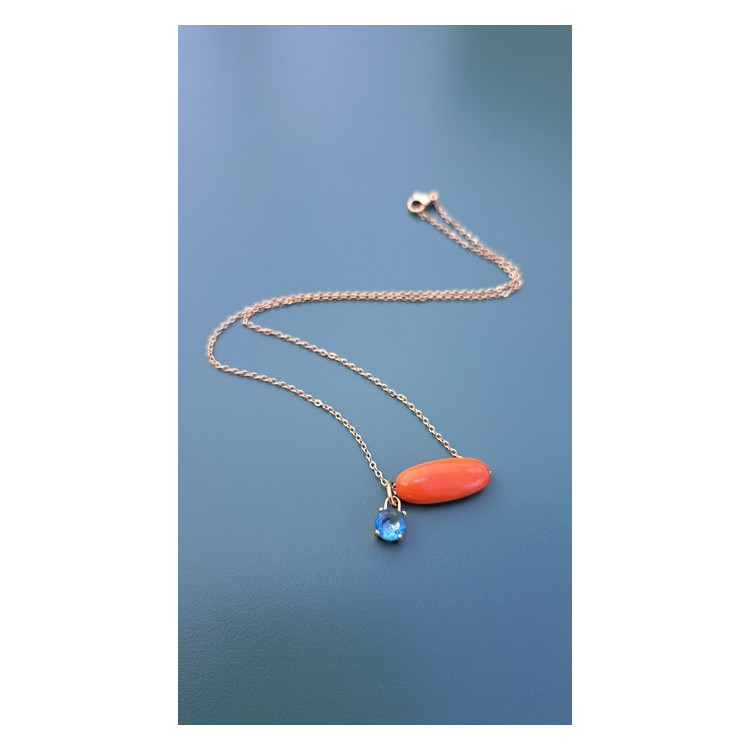 Collier Téa orange zirconium bleu