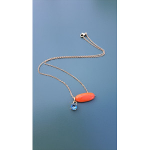 Collier Téa orange zirconium bleu