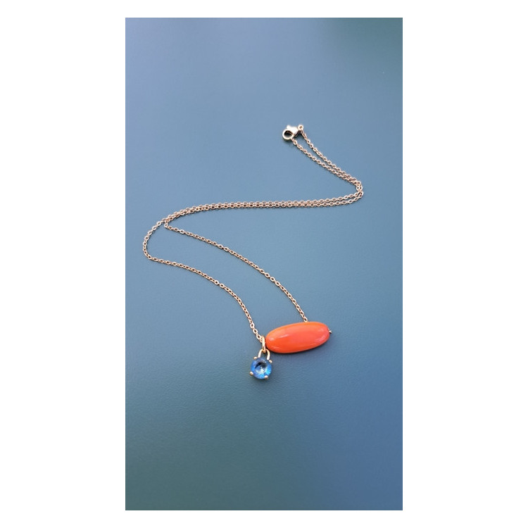 Collier Téa orange zirconium bleu
