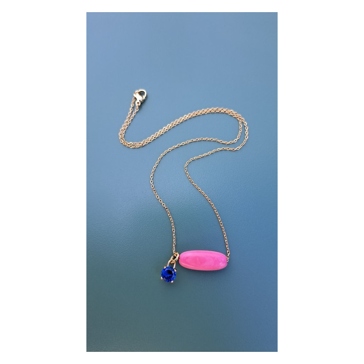 Collier Téa rose zirconium bleu roi