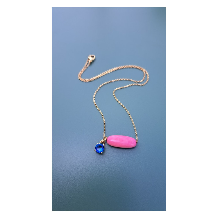 Collier Téa rose zirconium bleu roi